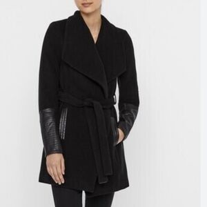 Vero Moda Black Cala Jacket Coat with Faux Leather Accents